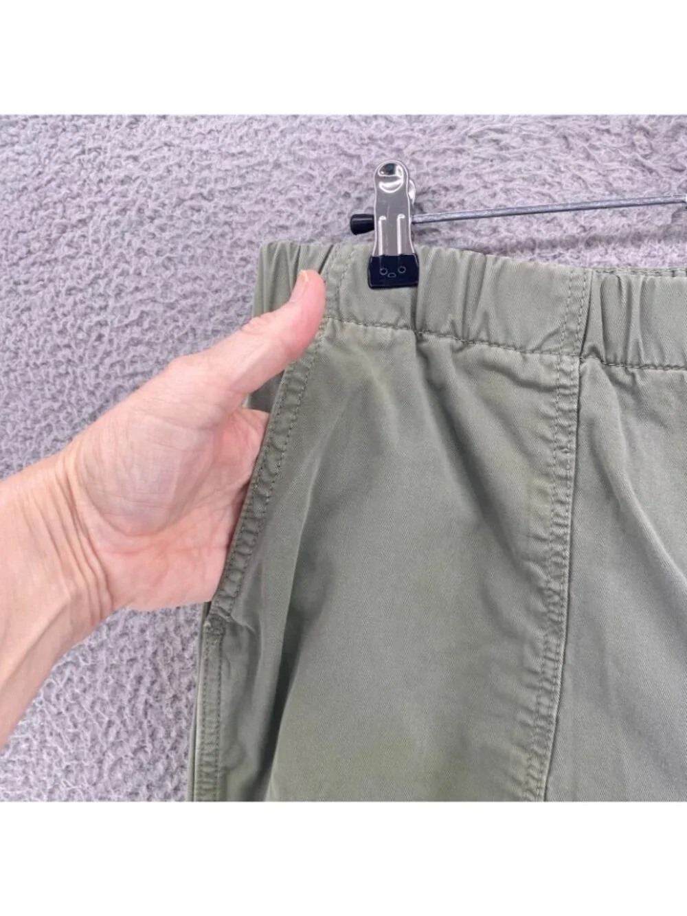 Free People Pants Women Small Cadet Green Pull On Jogger Capri Button Fly Twill